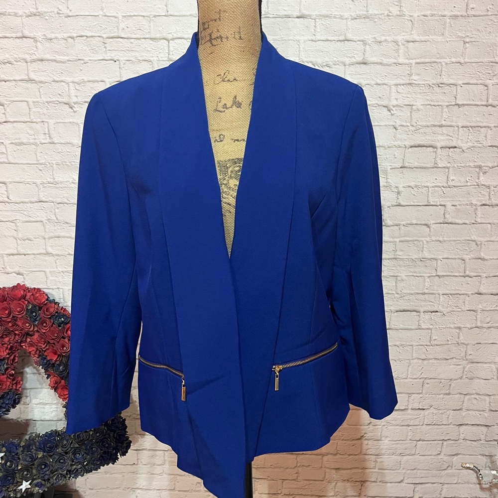 Evan Picone Cobalt Blazer with Gold Accents